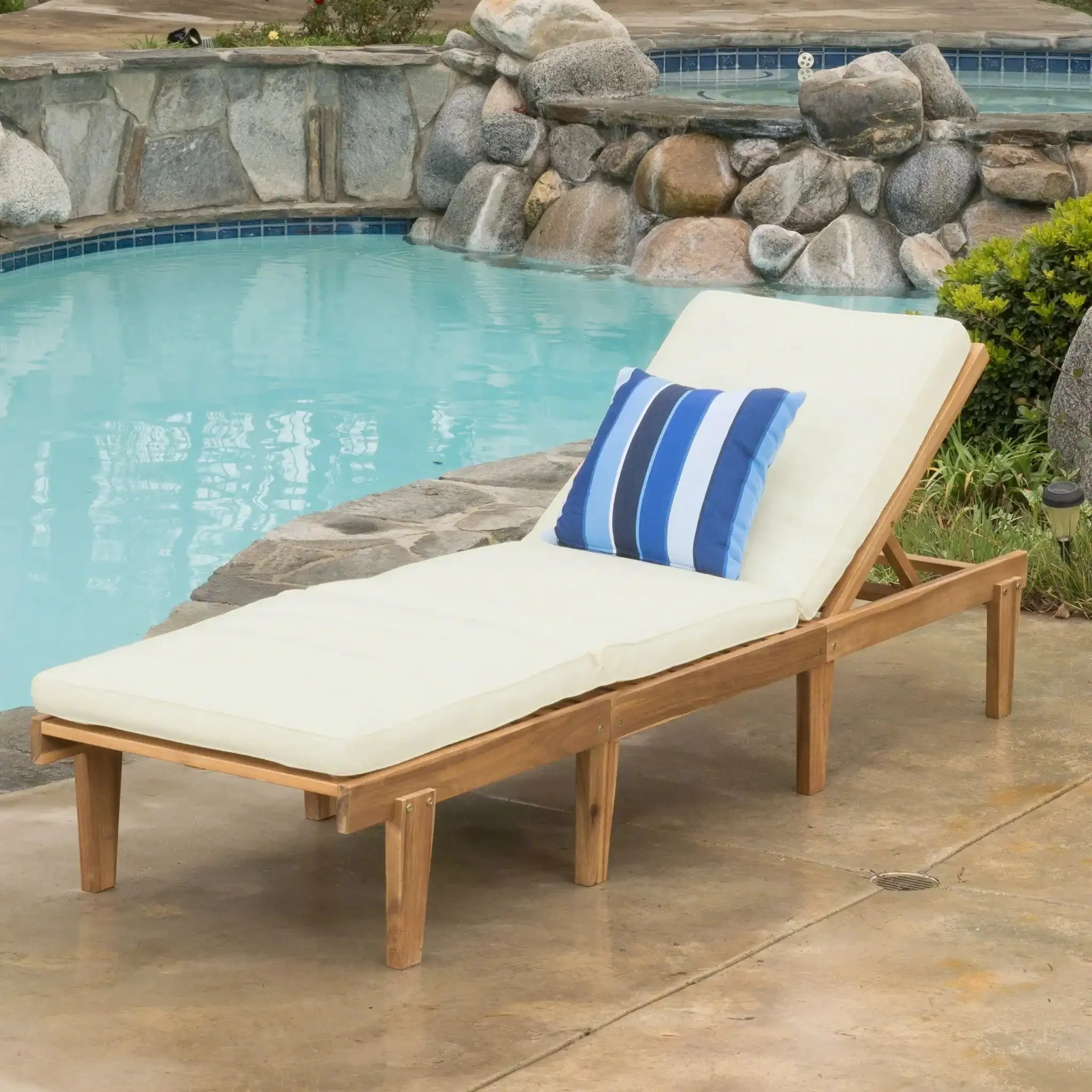 Ariana - Wood Chaise Lounge With Cushion - Image 8