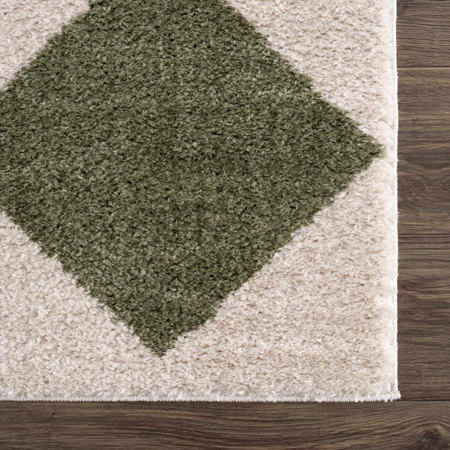 Arilla Green Washable Diamond Area Rug - Image 4