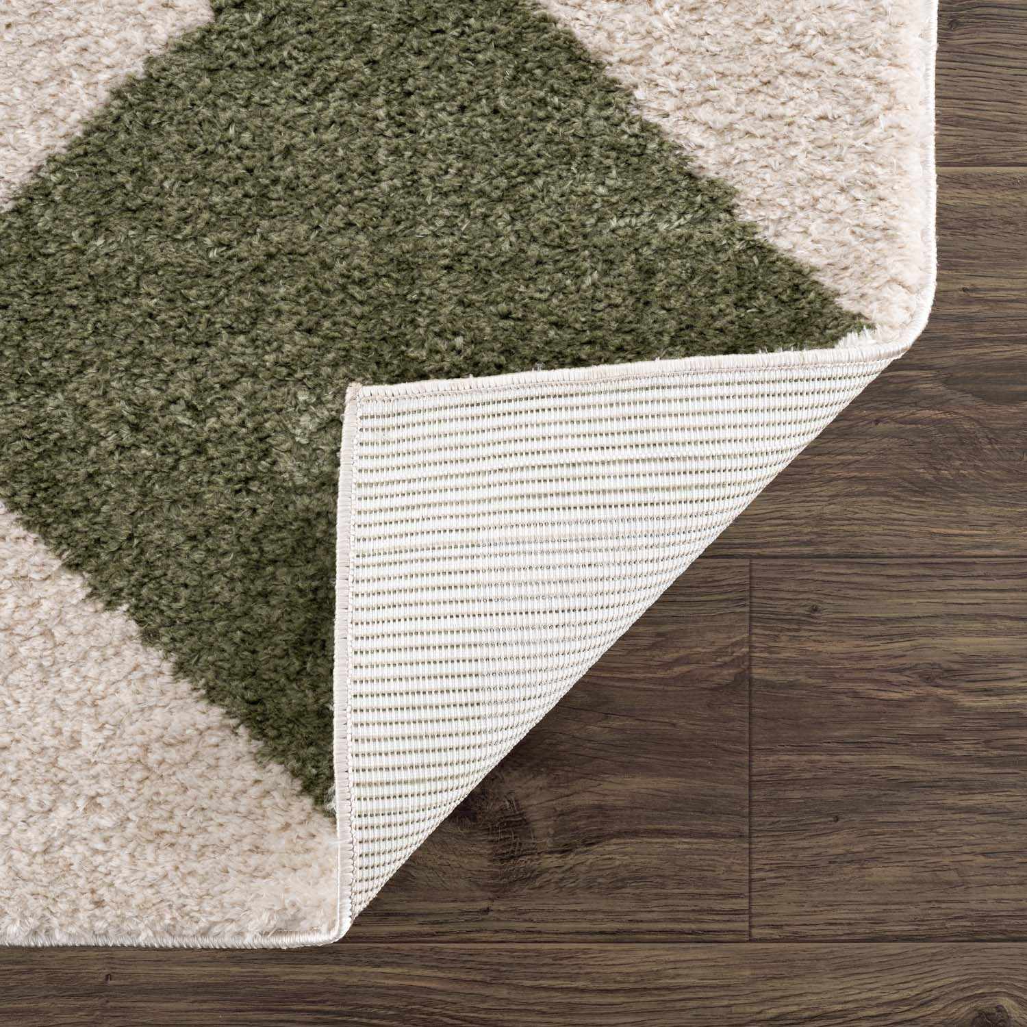 Arilla Green Washable Diamond Area Rug - Image 5