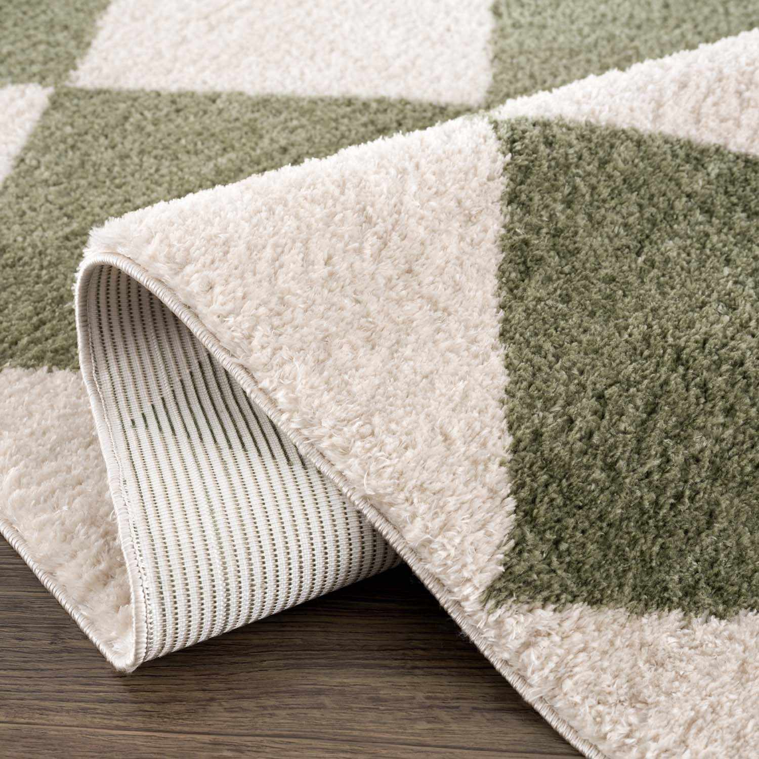 Arilla Green Washable Diamond Area Rug - Image 6