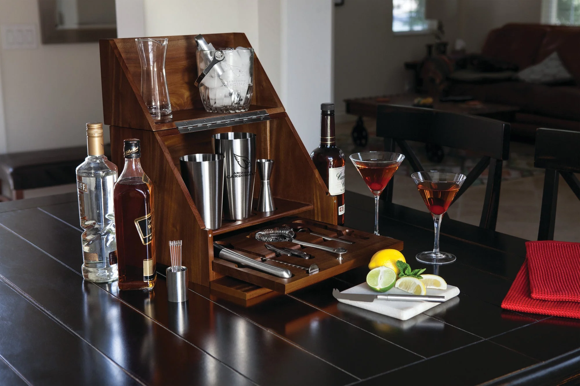 Arizona Cardinals - Madison Acacia Tabletop Bar Set - Image 2