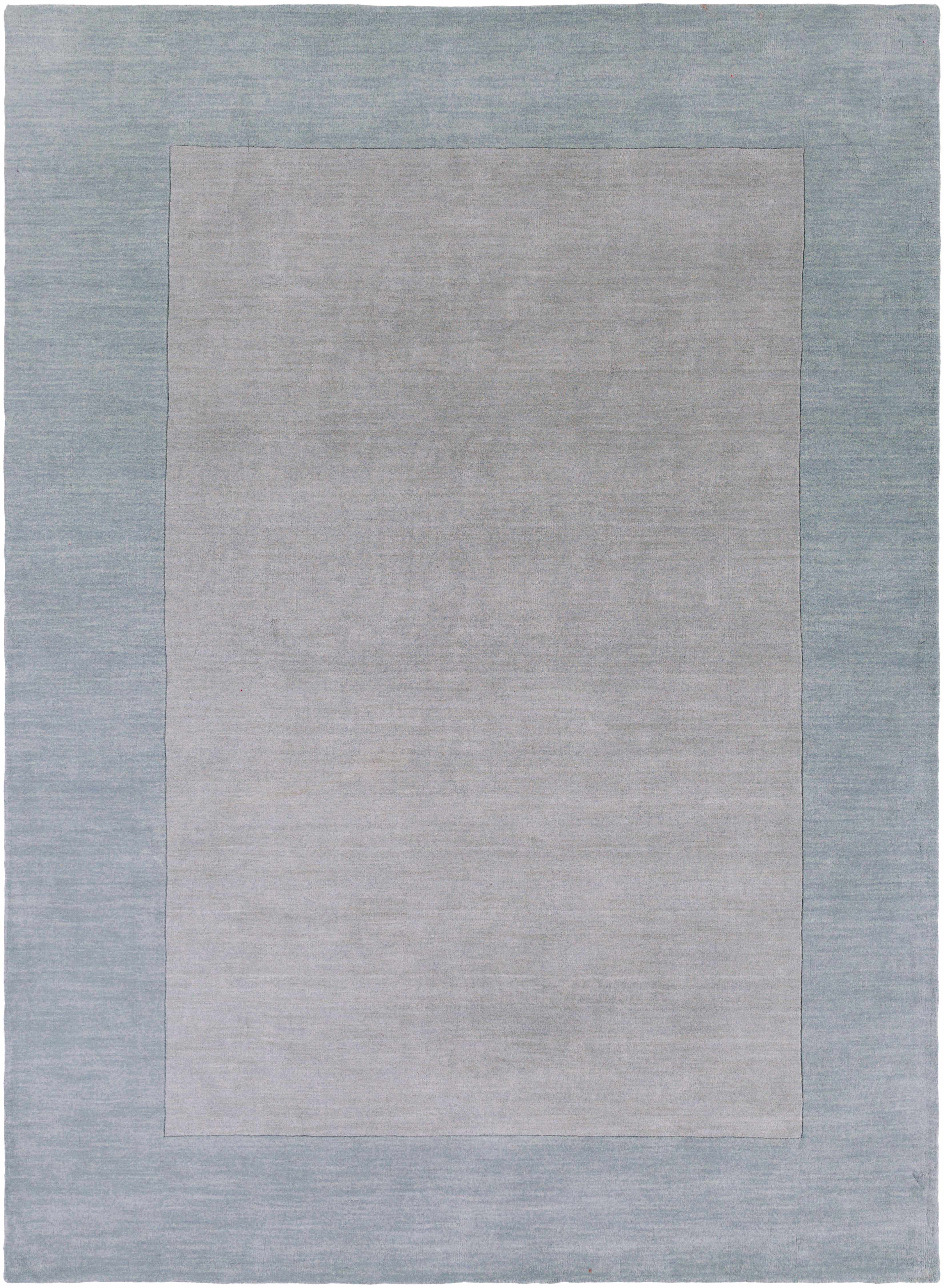 Arkabutla Solid Blue Bordered Wool Rug - Image 10