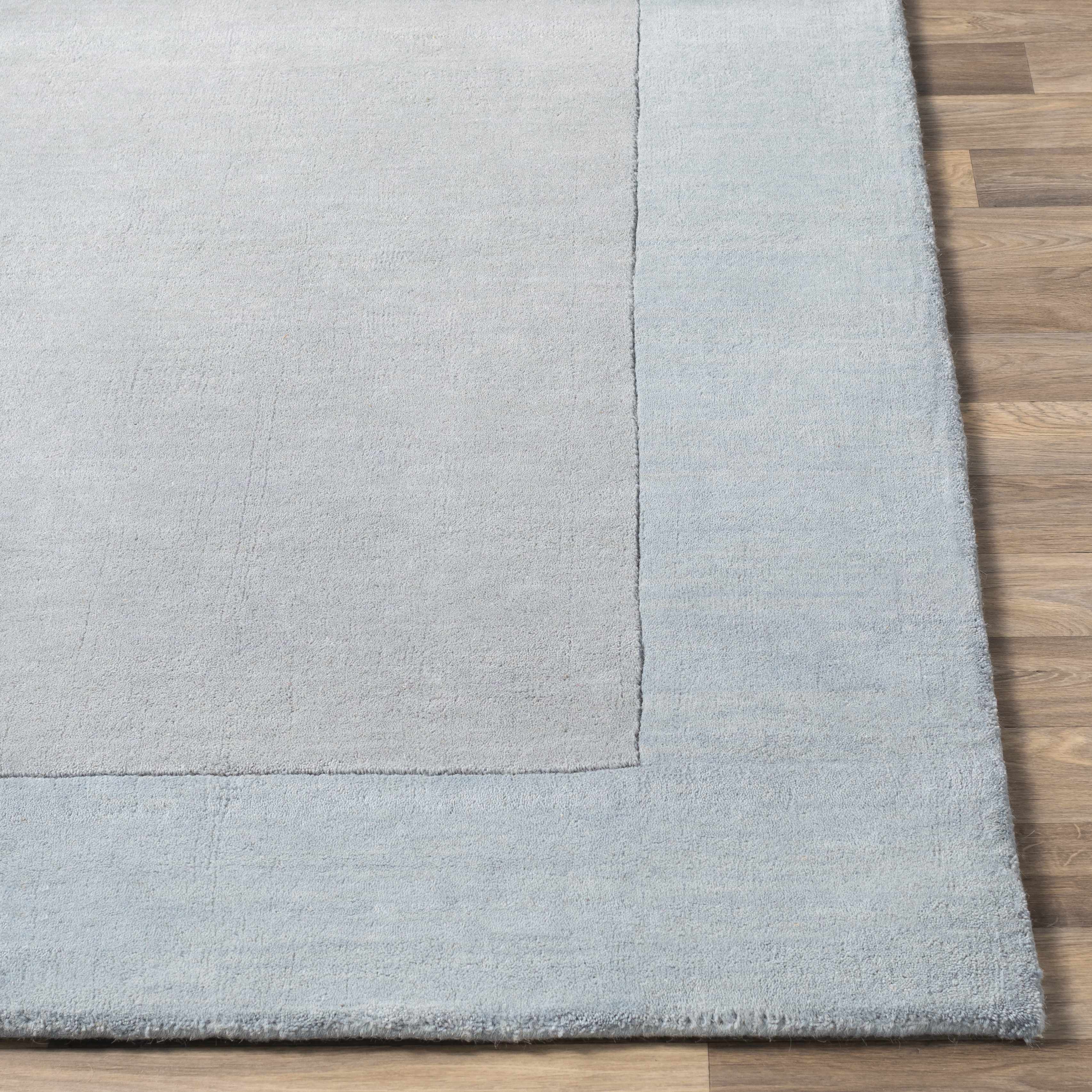 Arkabutla Solid Blue Bordered Wool Rug - Image 13