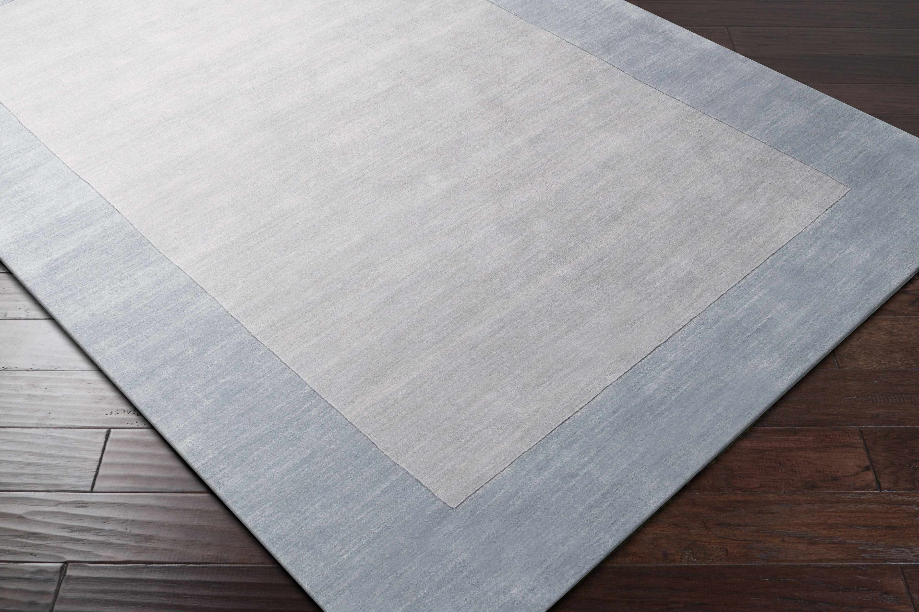 Arkabutla Solid Blue Bordered Wool Rug - Image 14