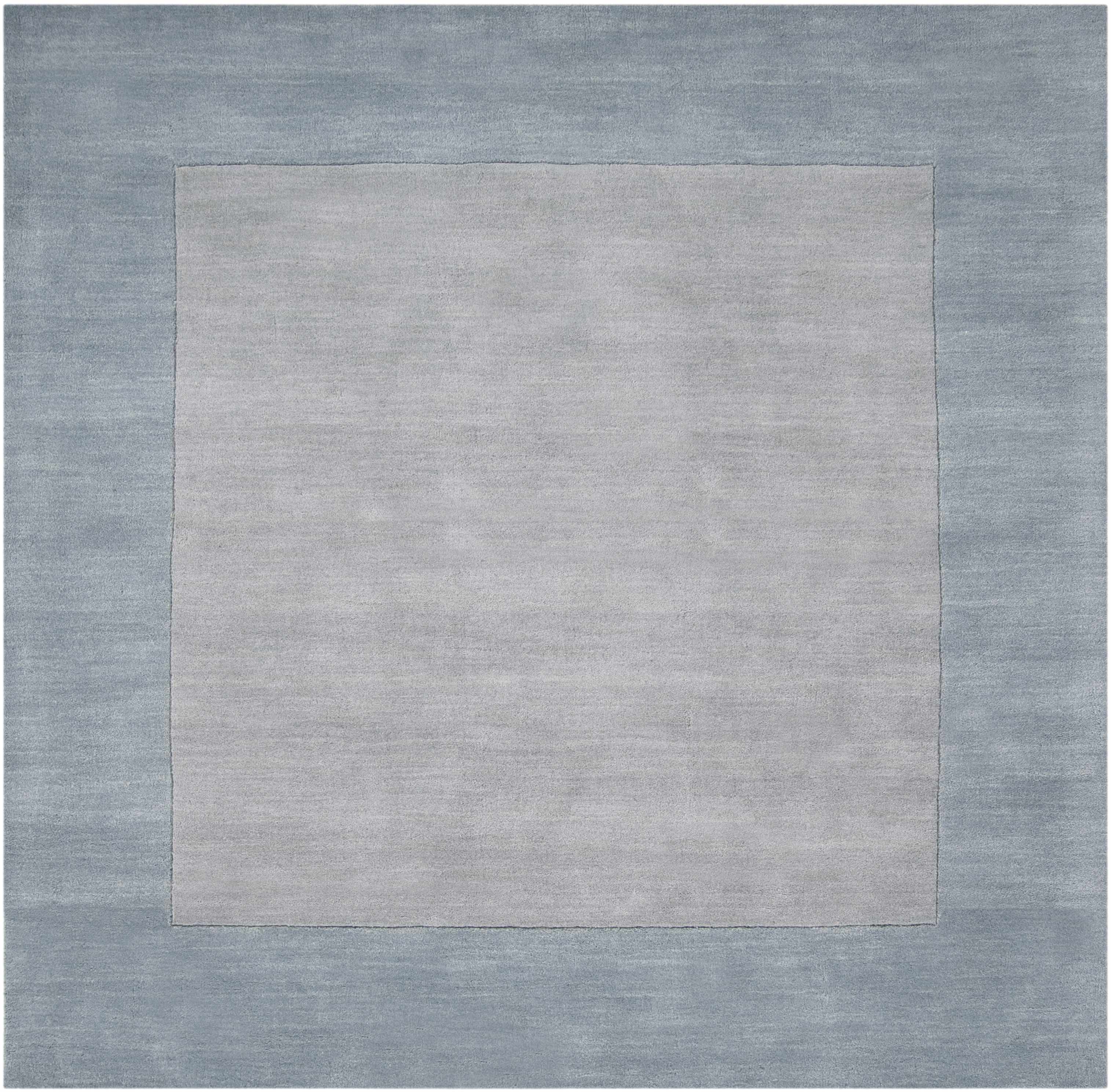 Arkabutla Solid Blue Bordered Wool Rug - Image 4