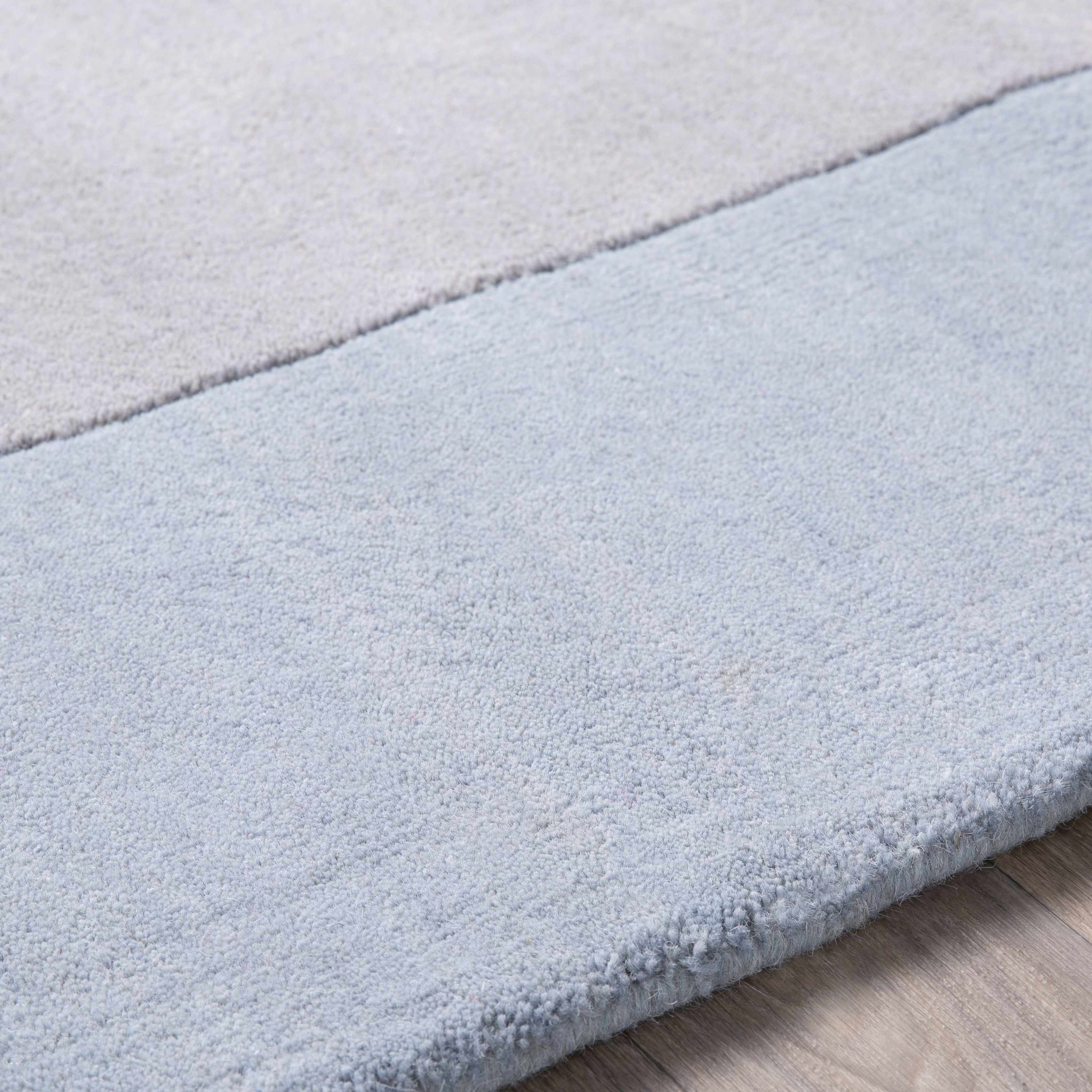 Arkabutla Solid Blue Bordered Wool Rug - Image 8