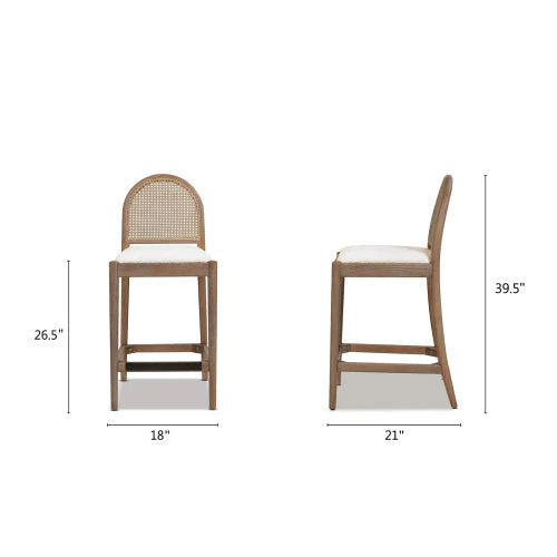 Arlin Upholstered Stool with Curved Back and Footrest - Set of 2 - Image 18