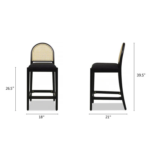 Arlin Upholstered Stool with Curved Back and Footrest - Set of 2 - Image 28
