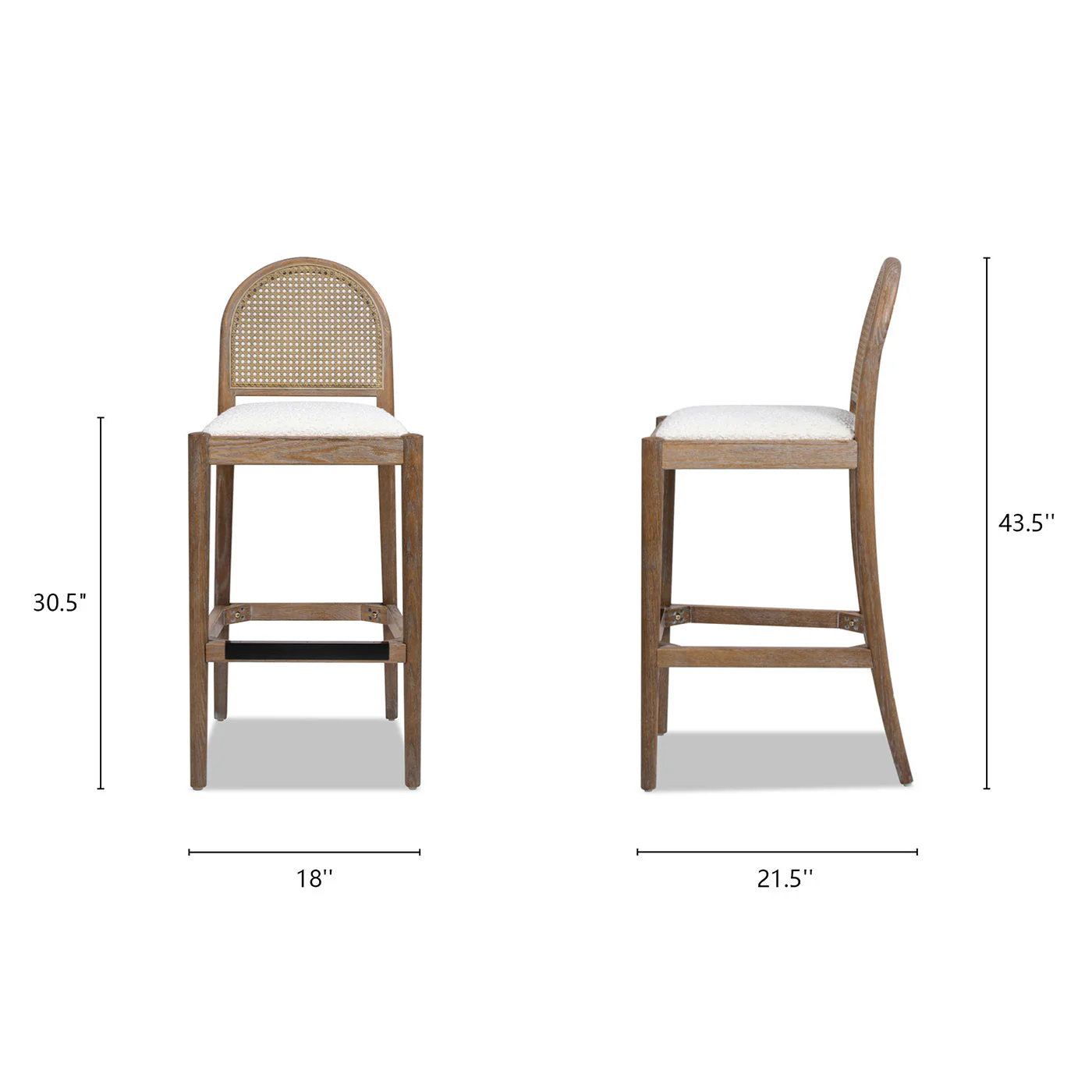 Arlin Upholstered Stool with Curved Back and Footrest - Set of 2 - Image 33