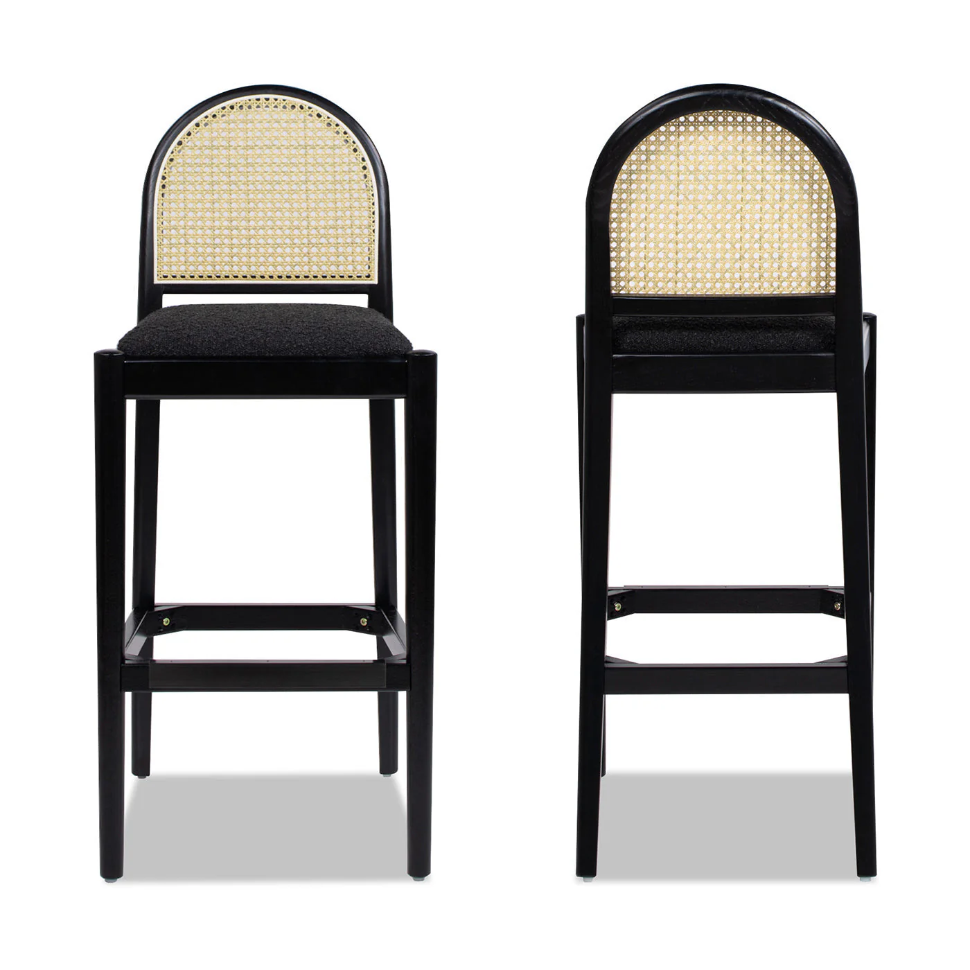 Arlin Upholstered Stool with Curved Back and Footrest - Set of 2 - Image 4