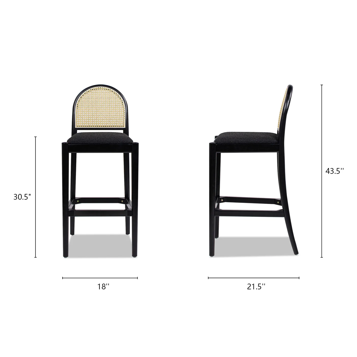 Arlin Upholstered Stool with Curved Back and Footrest - Set of 2 - Image 8