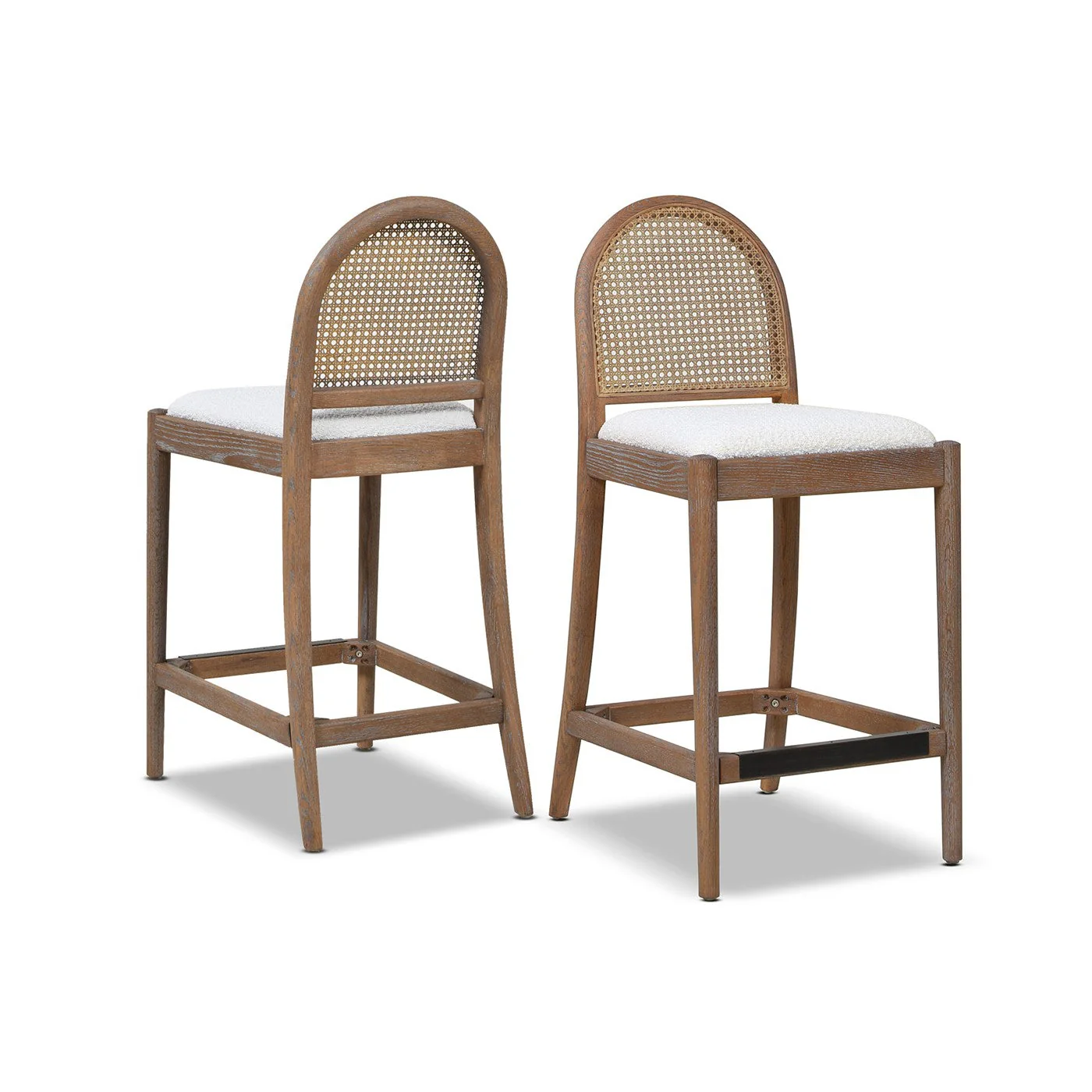 Arlin Upholstered Stool with Curved Back and Footrest - Set of 2 - Image 9