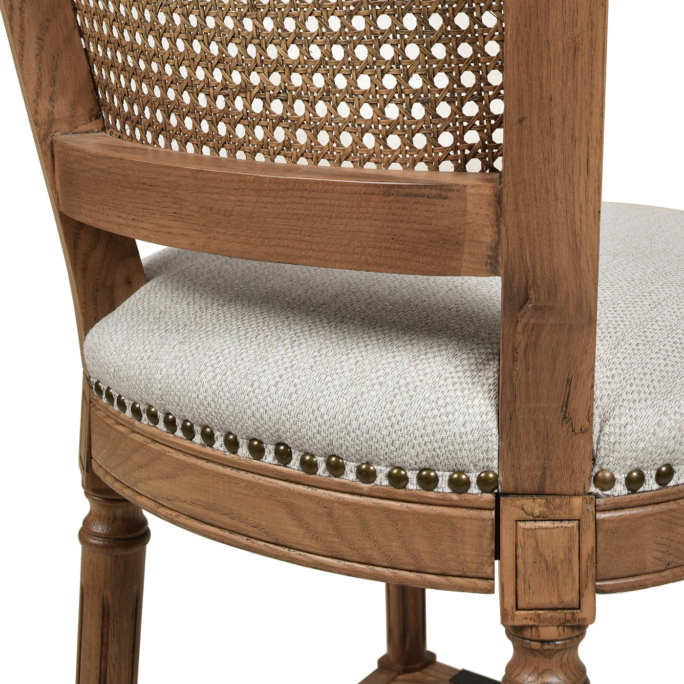 Armless Bar Stool with Nailhead Trim and Rattan High Back - Image 5