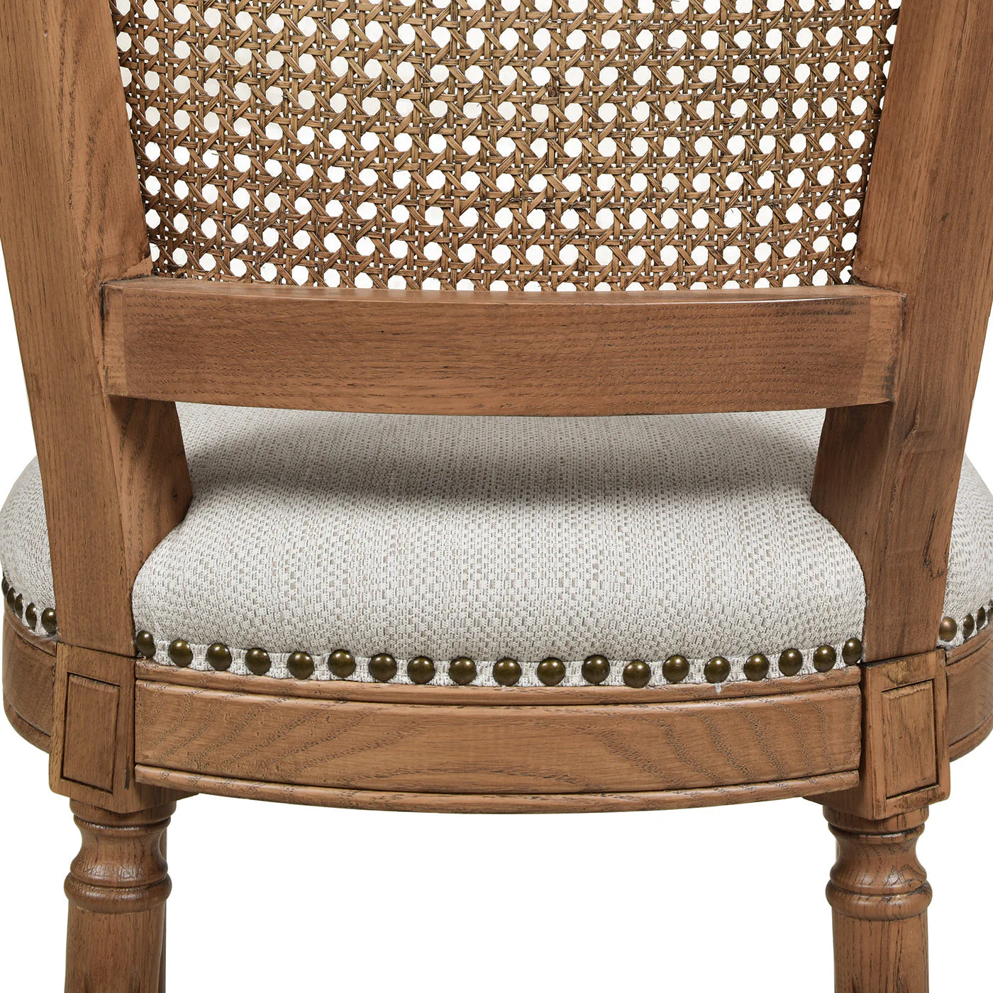 Armless Bar Stool with Nailhead Trim and Rattan High Back - Image 8