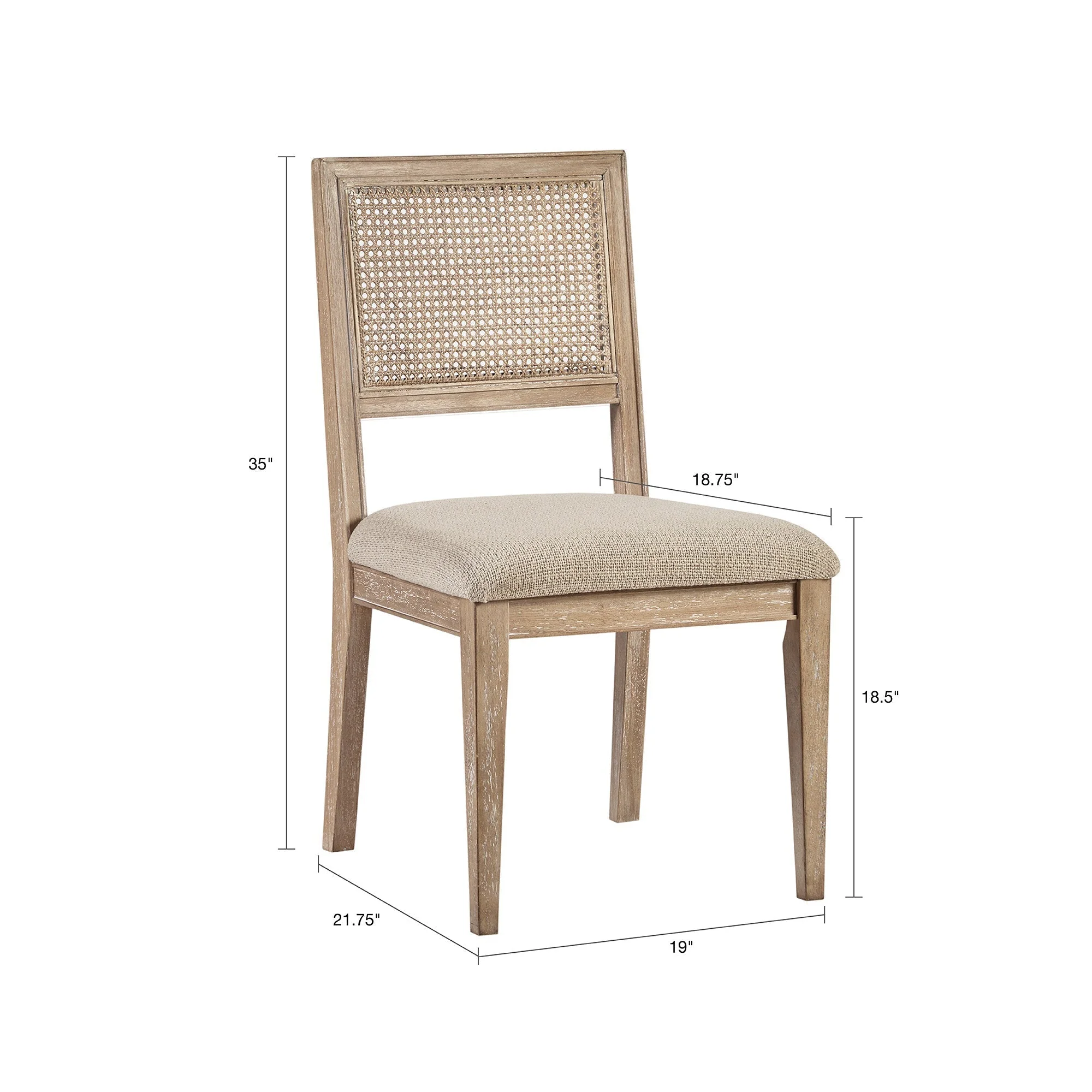 Armless Dining Chair with Cane Back and Tapered Wood Legs - Set of 2 - Image 10