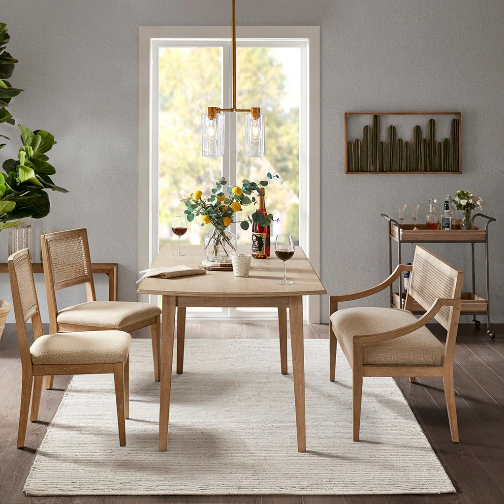 Armless Dining Chair with Cane Back and Tapered Wood Legs - Set of 2 - Image 8