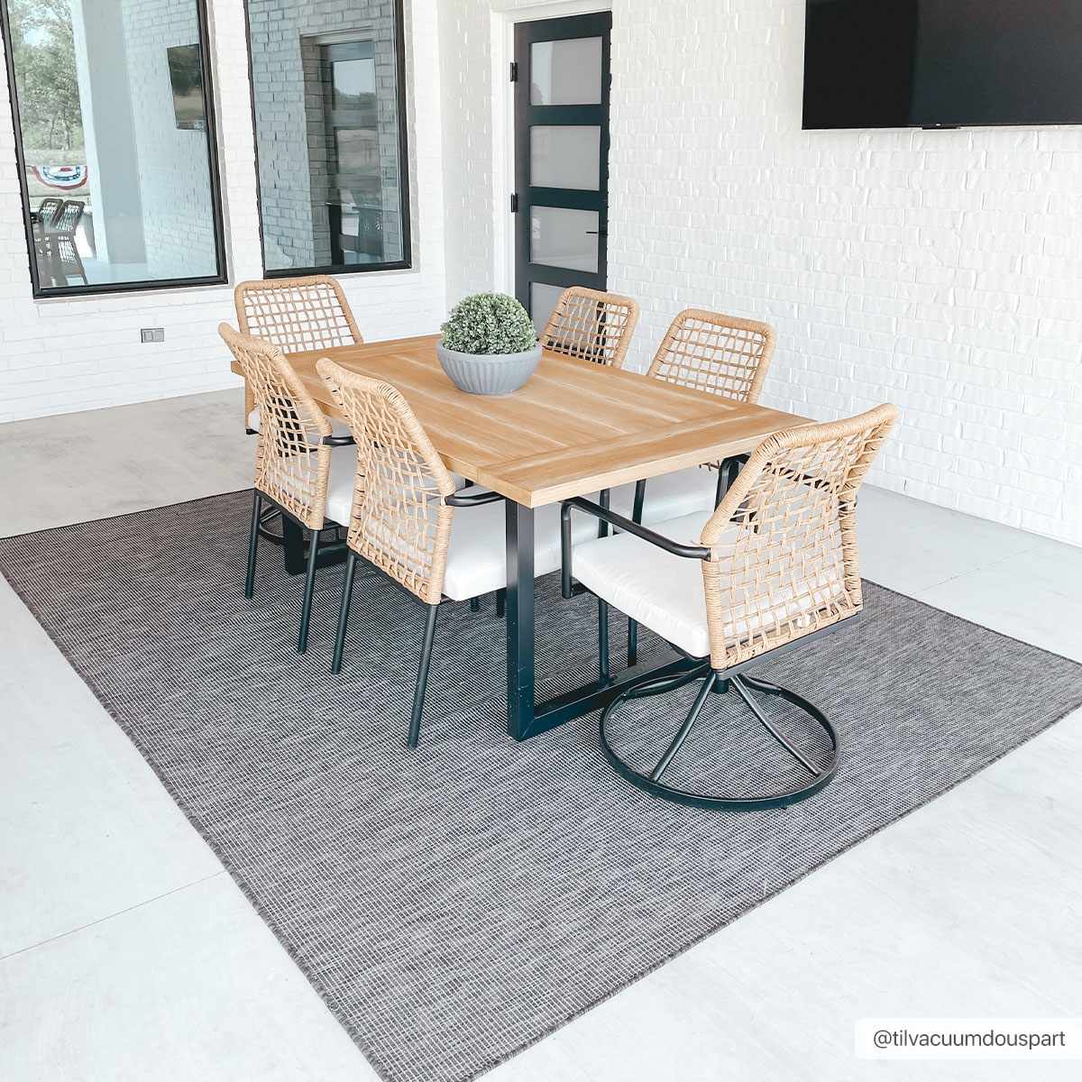 Aroona Black&Taupe Striped Flatweave Carpet - Clearance - Image 2