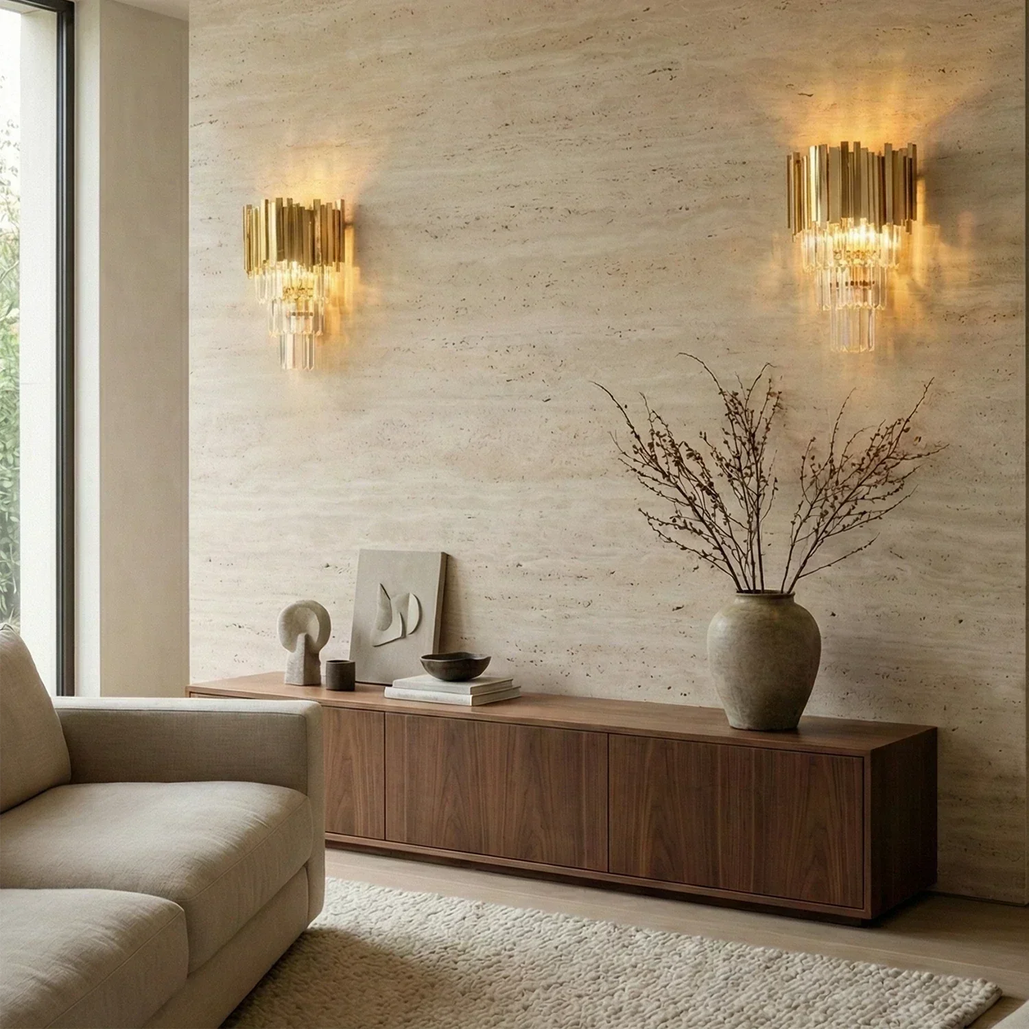 Art Deco Crystal Wall Sconce Gold Chrome – Empire Style E12 Dimmable Wall Light - Image 10