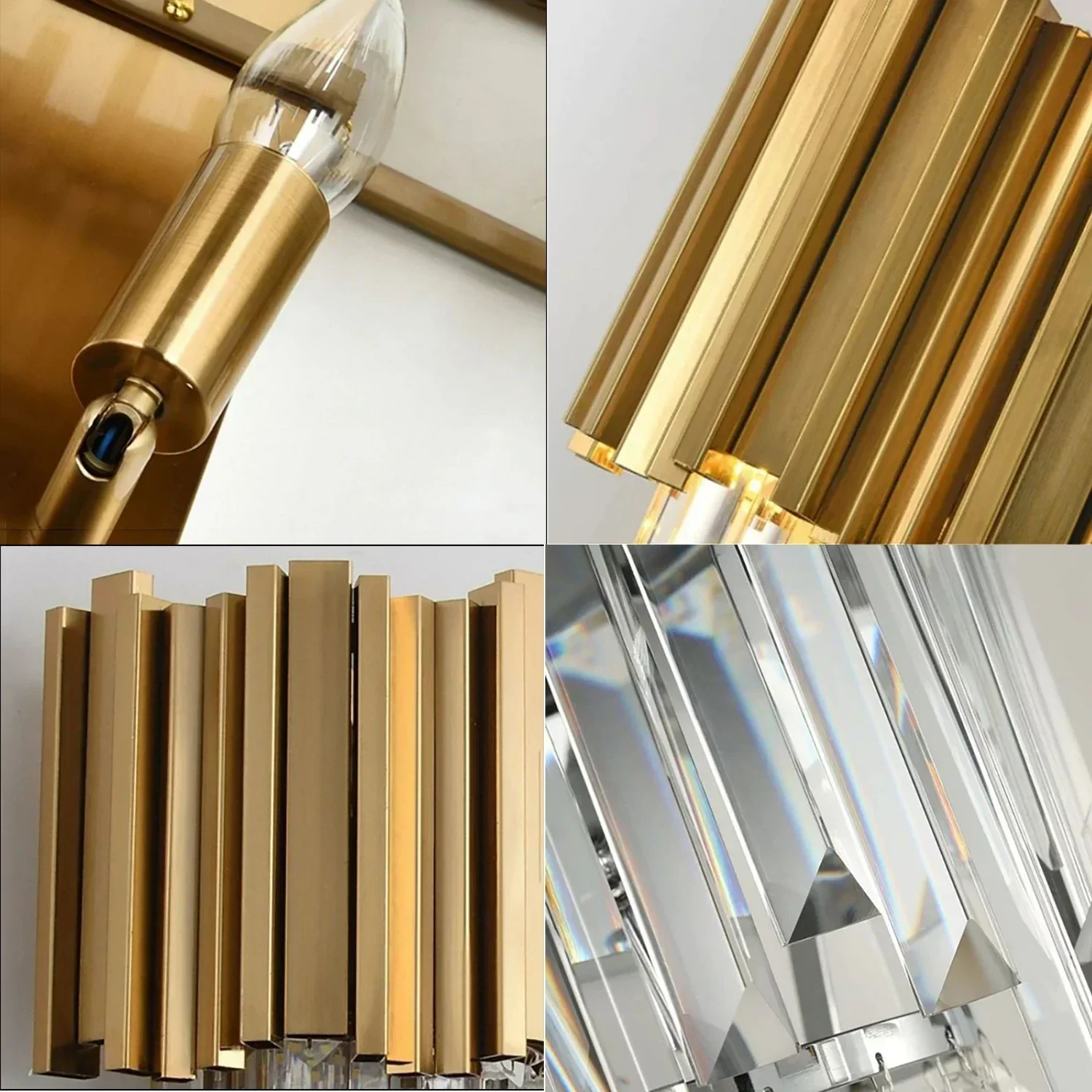 Art Deco Crystal Wall Sconce Gold Chrome – Empire Style E12 Dimmable Wall Light - Image 12