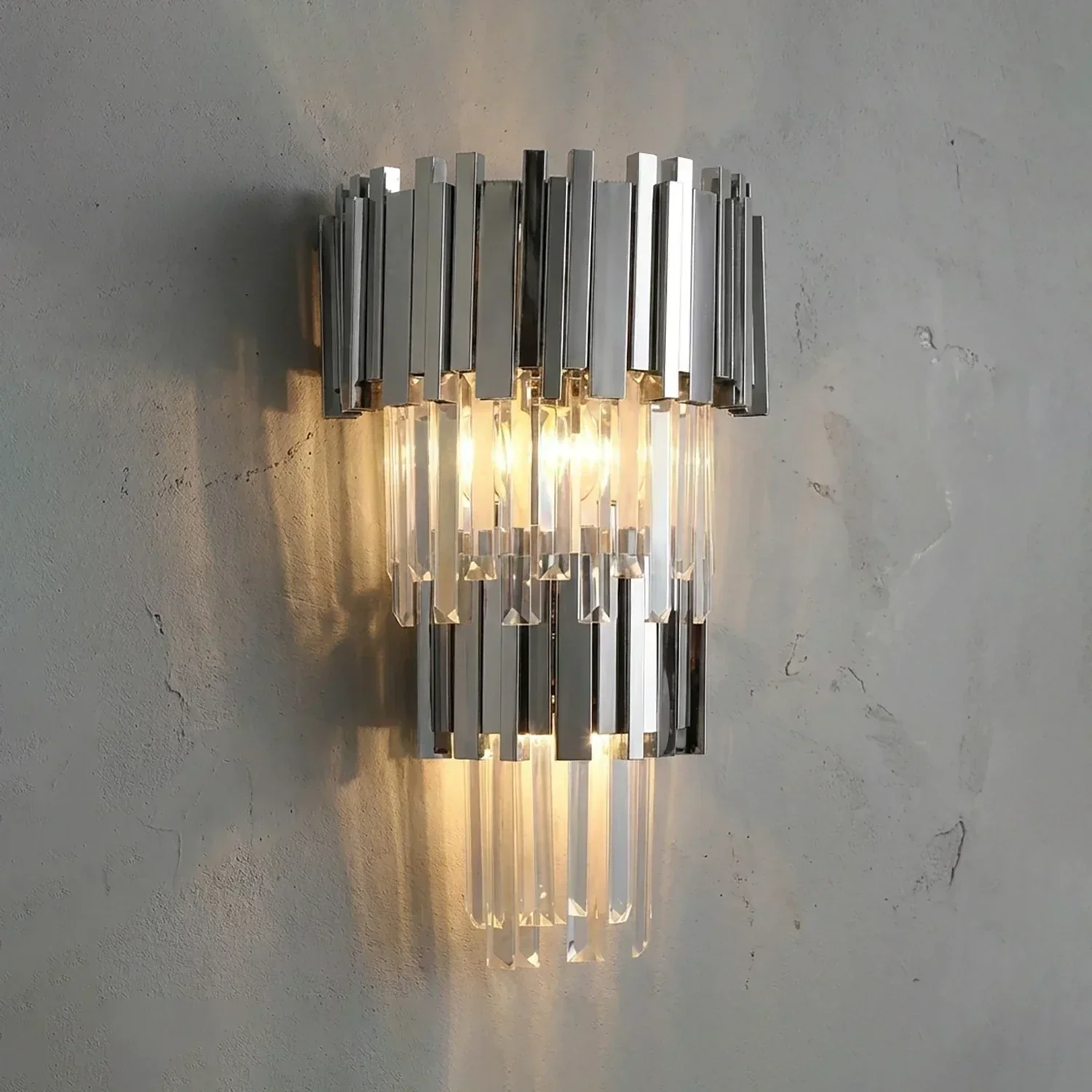 Art Deco Crystal Wall Sconce Gold Chrome – Empire Style E12 Dimmable Wall Light - Image 26
