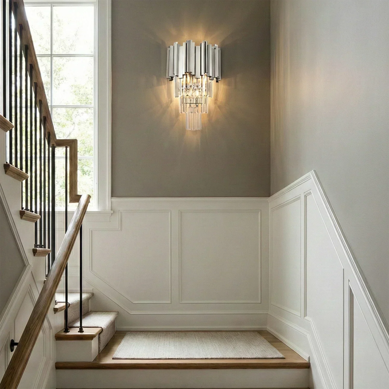 Art Deco Crystal Wall Sconce Gold Chrome – Empire Style E12 Dimmable Wall Light - Image 5