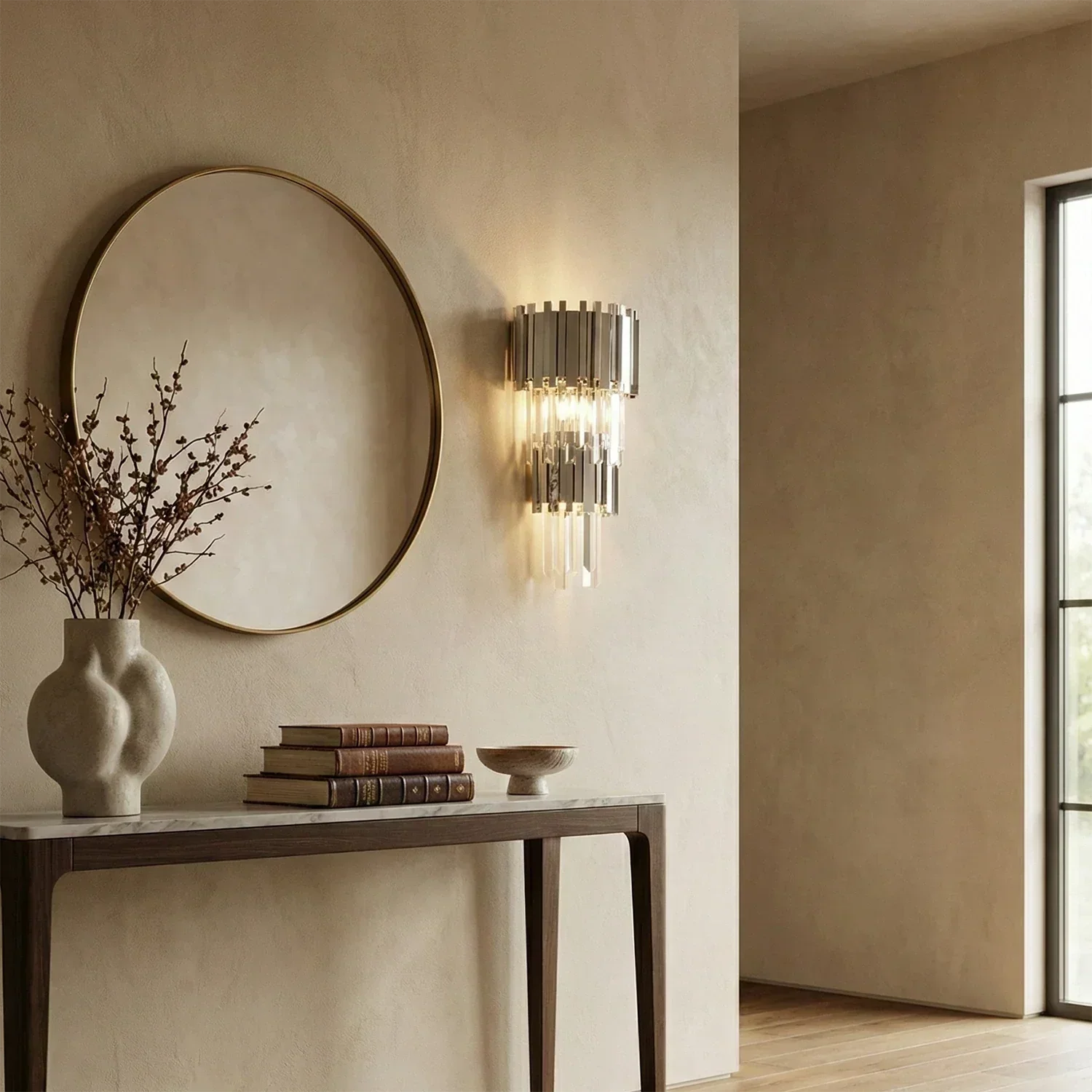 Art Deco Crystal Wall Sconce Gold Chrome – Empire Style E12 Dimmable Wall Light - Image 6