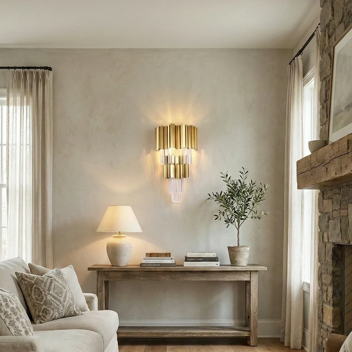 Art Deco Crystal Wall Sconce Gold Chrome – Empire Style E12 Dimmable Wall Light - Image 8