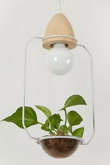 Art Deco LED Plant Pendant Light Wood Base Rustic Hanging Lamp for Dining Cafe Bar - Image 8