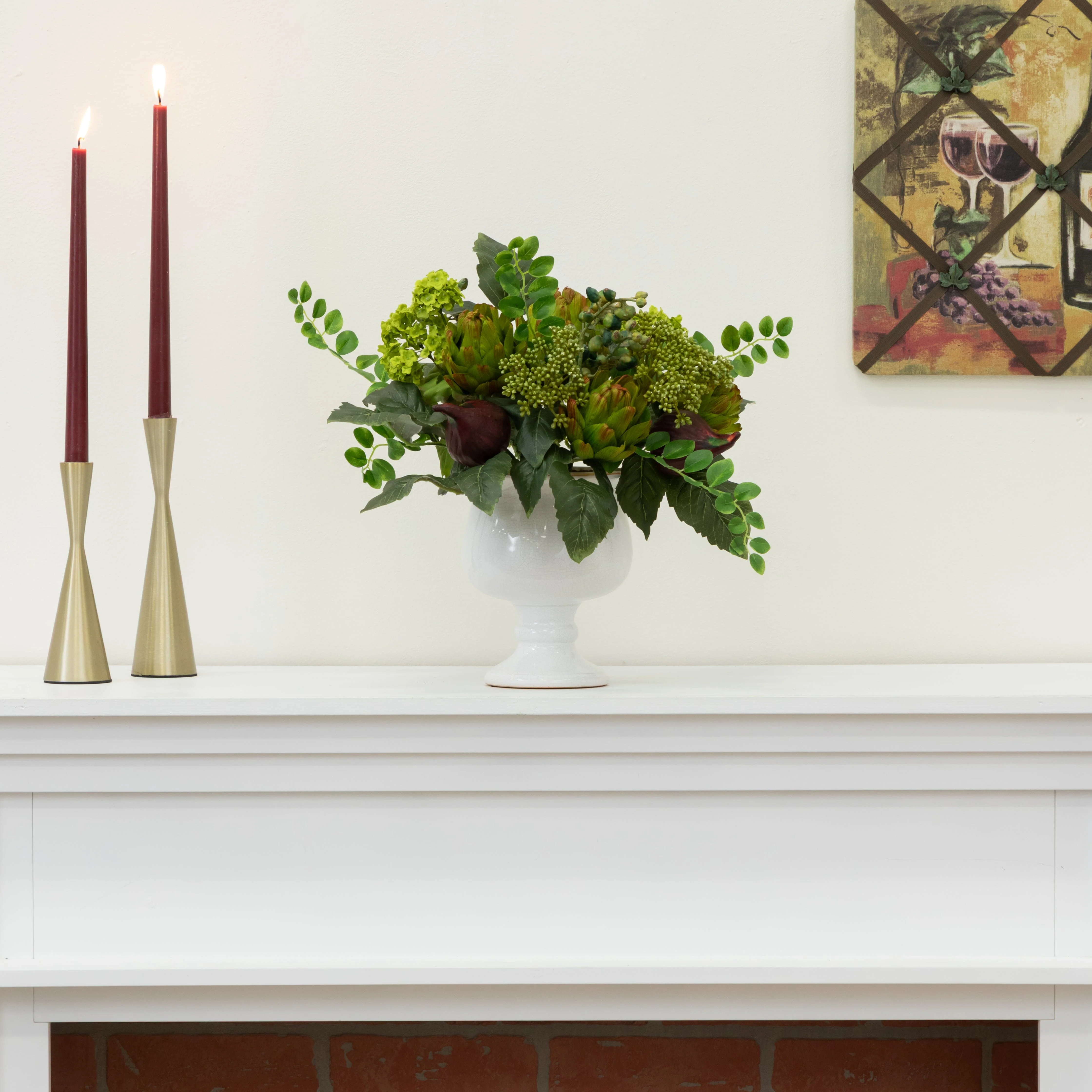 Artichoke and Hydrangea Silk Flower Arrangement - Image 5