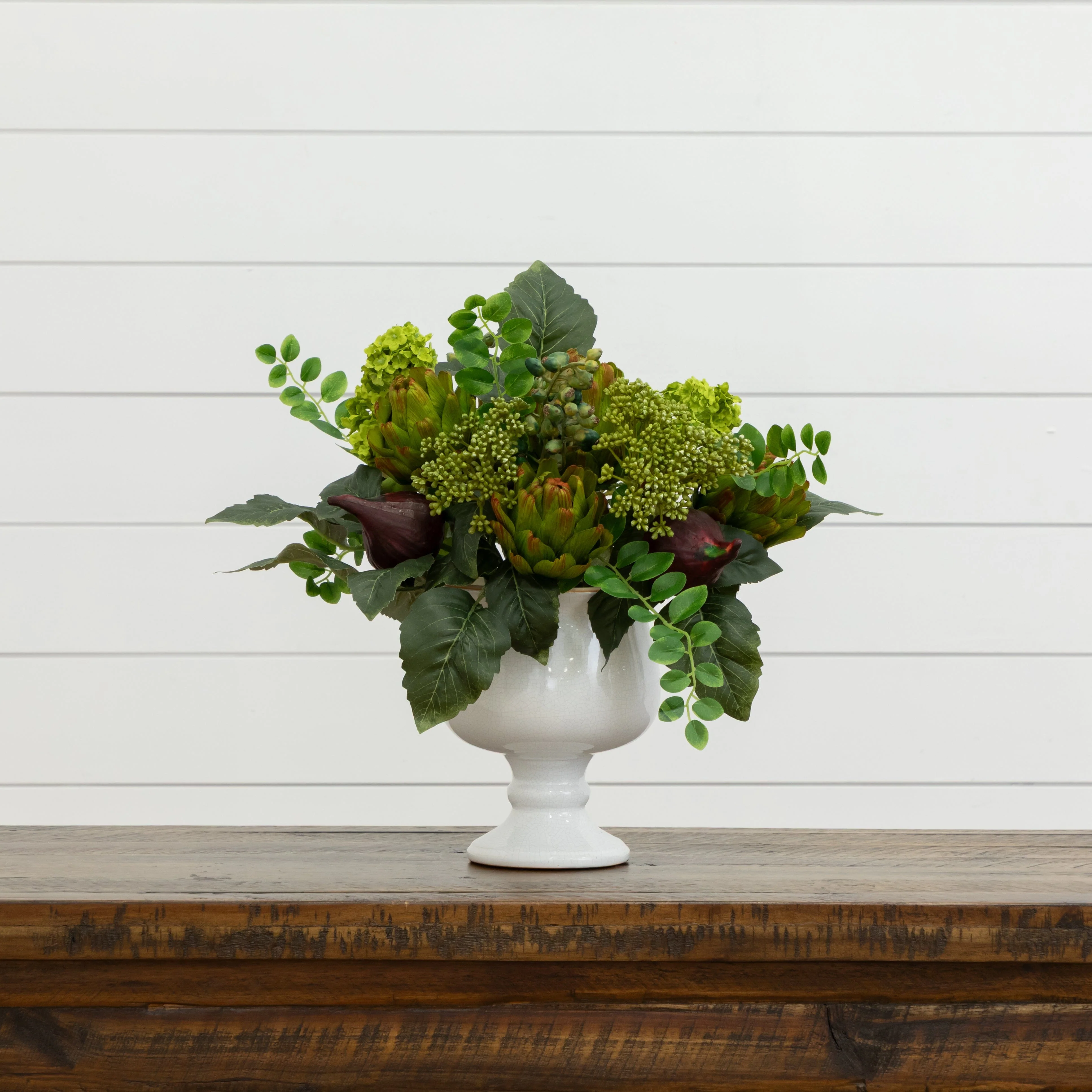 Artichoke and Hydrangea Silk Flower Arrangement - Image 7