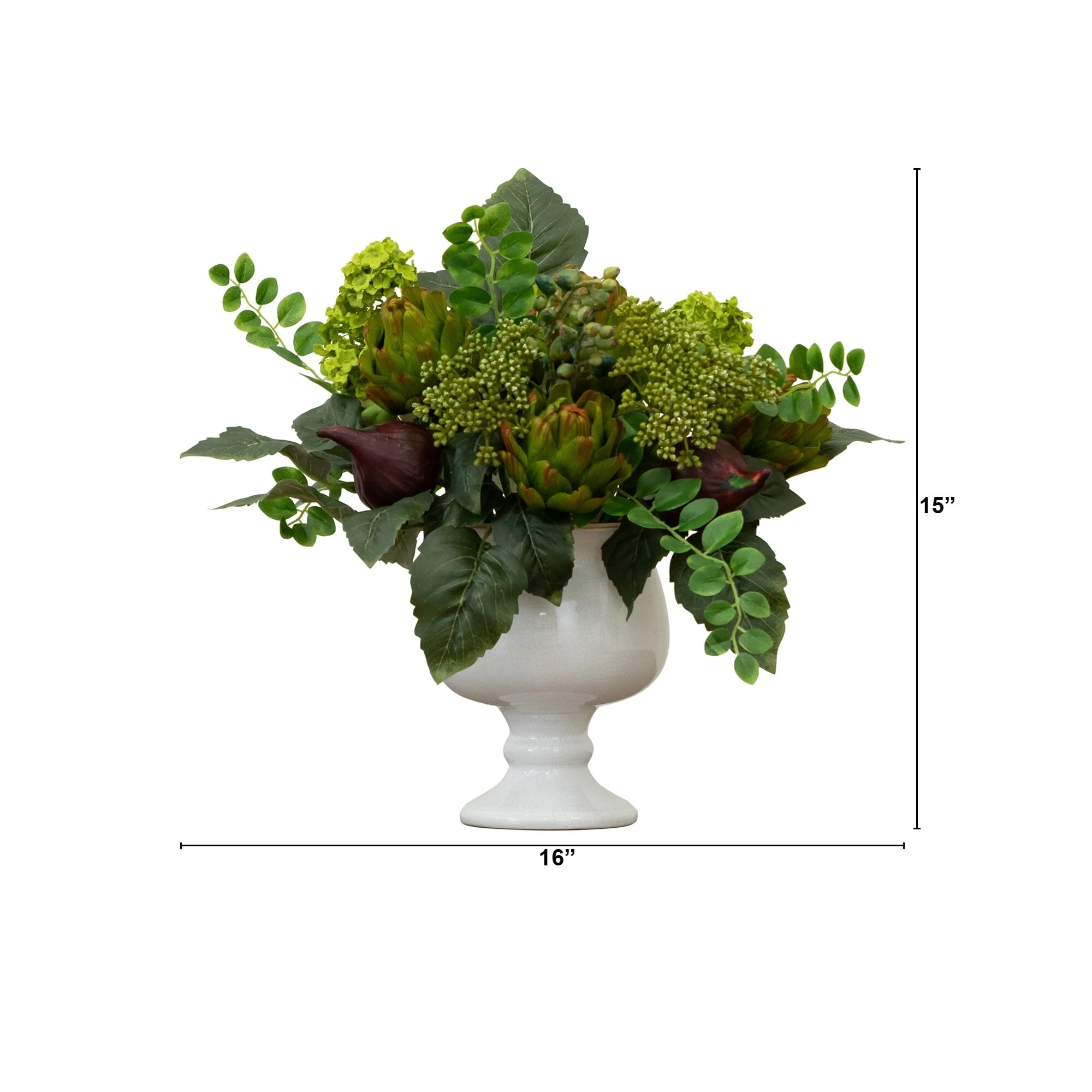 Artichoke and Hydrangea Silk Flower Arrangement - Image 8