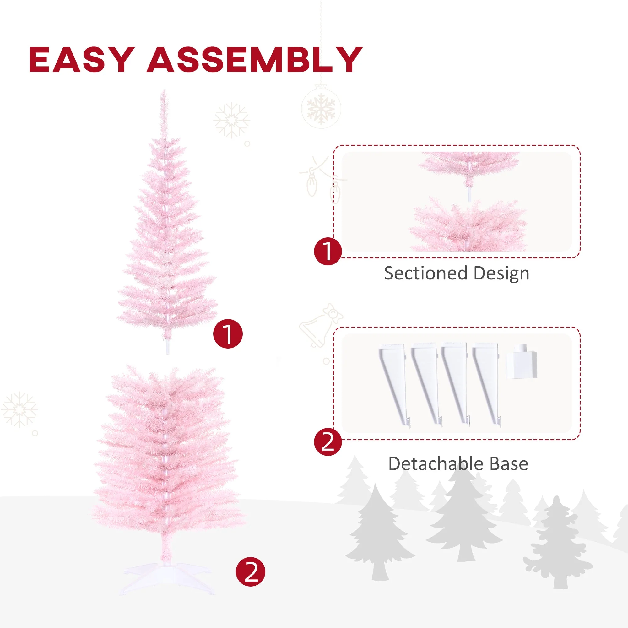Artificial Pencil Christmas Tree Slim Design with Easy Setup - Image 7