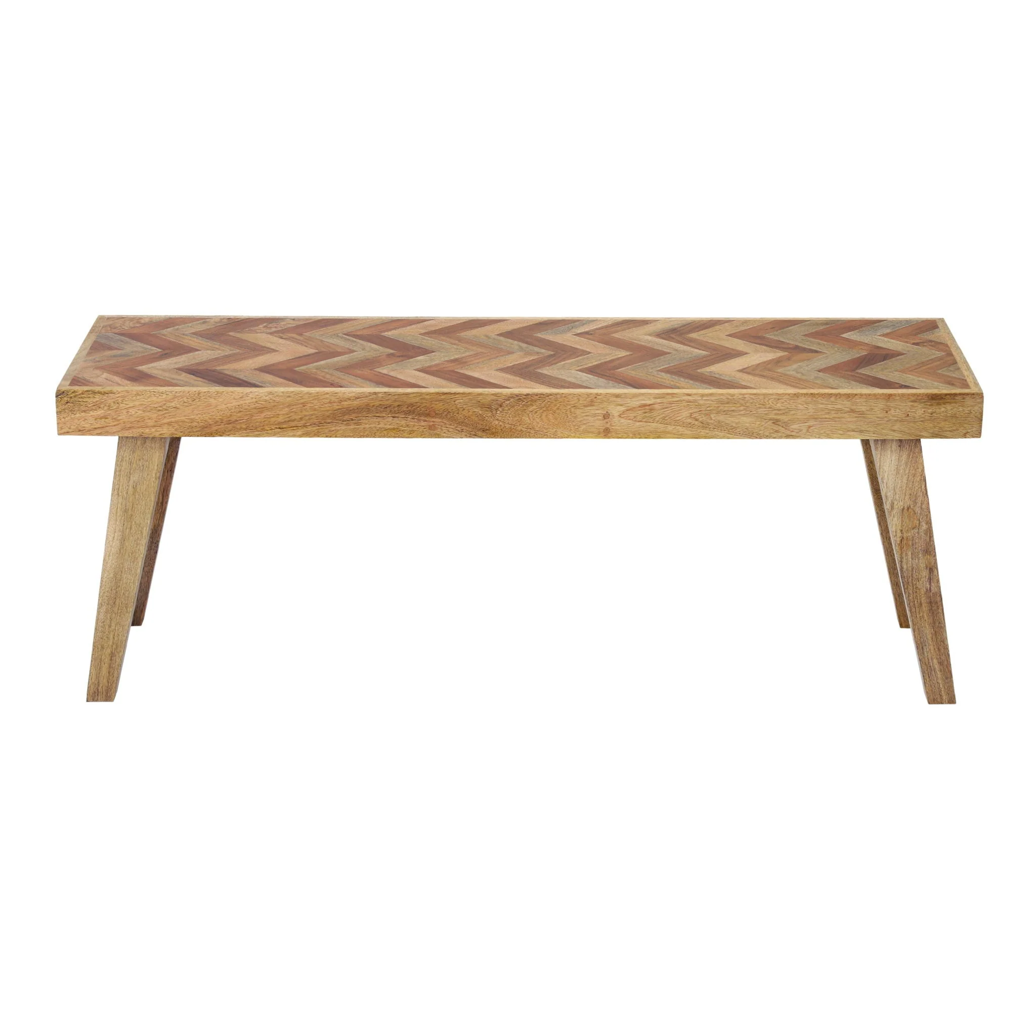 Artisan Handcrafted Mango Wood Bench Rustic Boho Style - Natural - Image 2