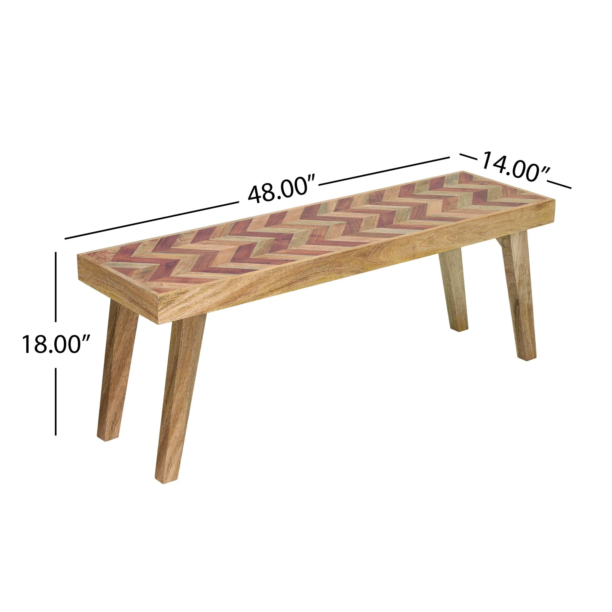 Artisan Handcrafted Mango Wood Bench Rustic Boho Style - Natural - Image 3