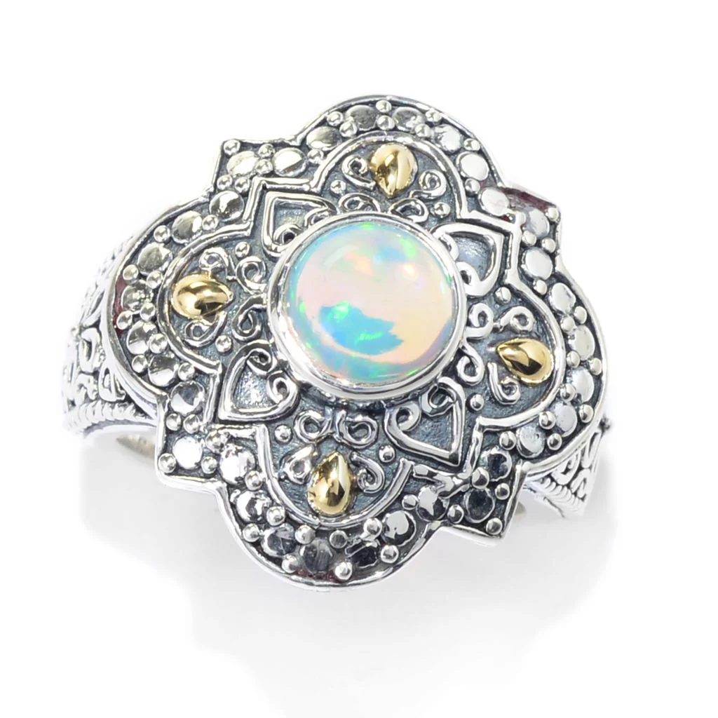 Artisan Silver by Samuel B. 18K Gold Accented 7mm Ethiopian Opal Ring - Image 3