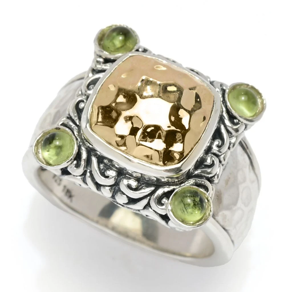 Artisan Silver by Samuel B. 18K Gold Accented Choice of Gem Cabochon Ring - Image 10