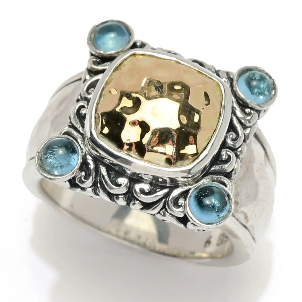 Artisan Silver by Samuel B. 18K Gold Accented Choice of Gem Cabochon Ring - Image 8