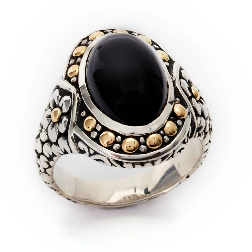Artisan Silver by Samuel B. 18K Gold Accented Choice of Gem Ring - Image 4