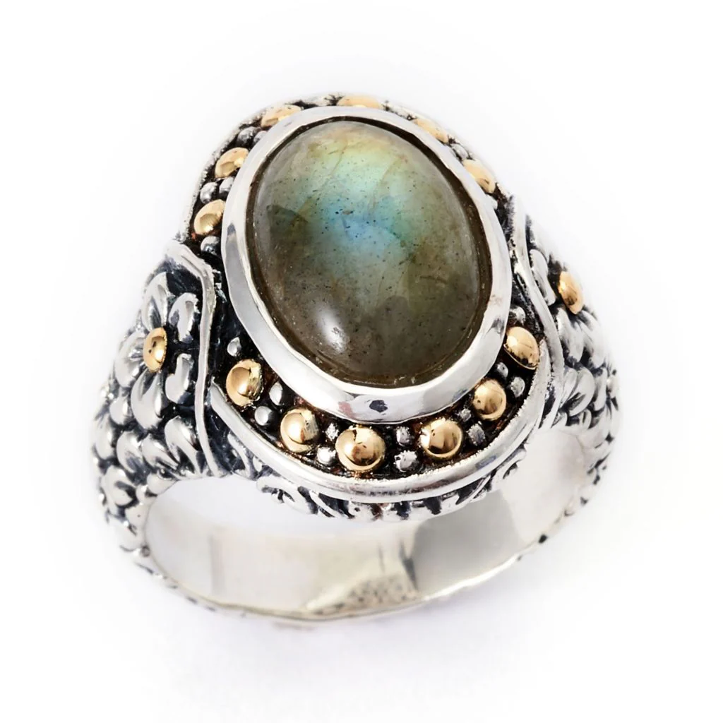 Artisan Silver by Samuel B. 18K Gold Accented Choice of Gem Ring - Image 5