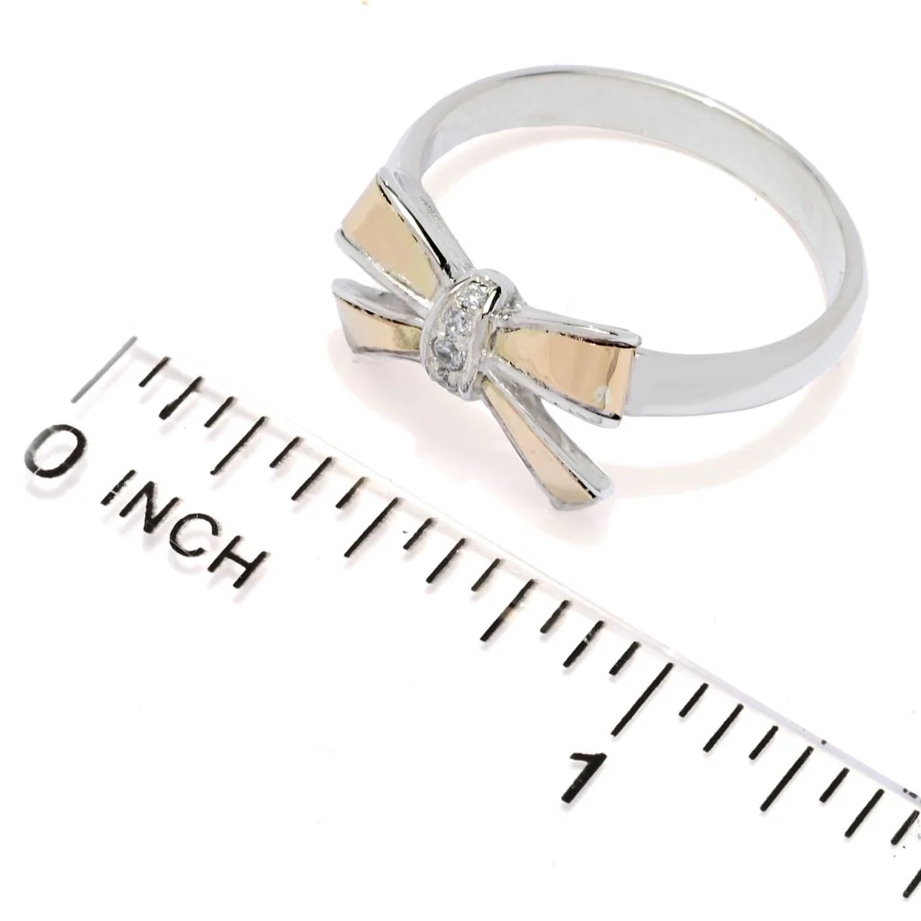 Artisan Silver by Samuel B. 18K Gold Accented White Topaz Bow Ring - Image 2