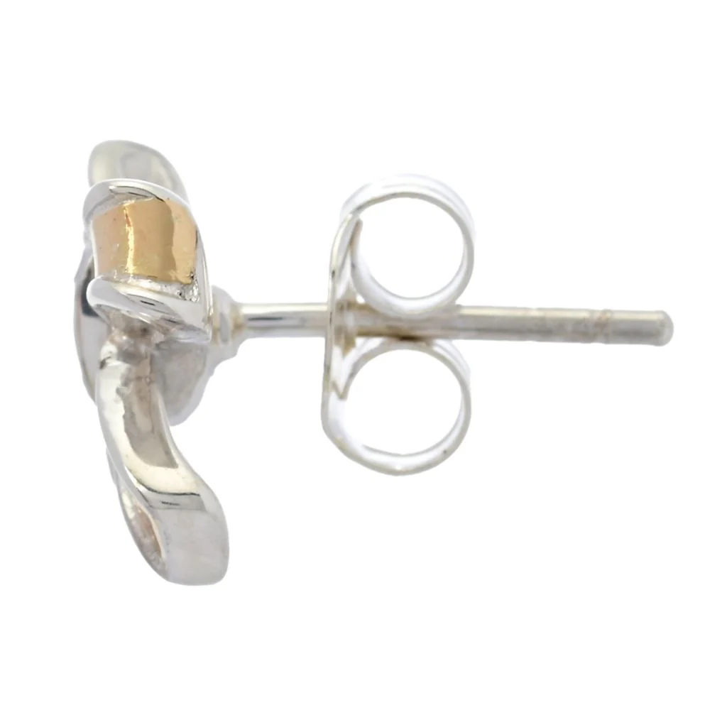 Artisan Silver by Samuel B. 18K Gold Accented White Topaz Bow Stud Earrings - Image 2