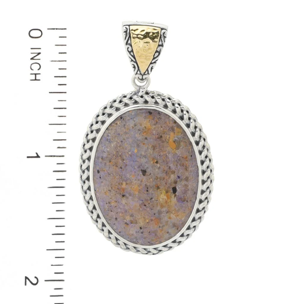 Artisan Silver by Samuel B. 30x22mm Louisiana Opal Enhancer Pendant - Image 2