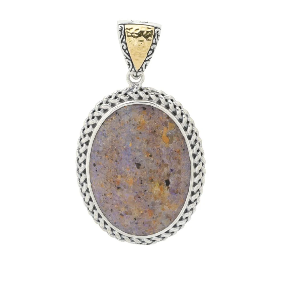 Artisan Silver by Samuel B. 30x22mm Louisiana Opal Enhancer Pendant - Image 3