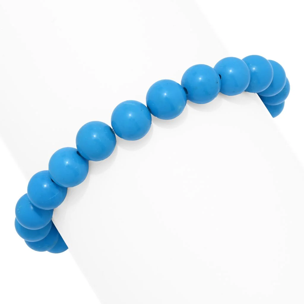 Artisan Silver by Samuel B. 8mm Turquoise Bead & Silver Link Station Bracelet - Image 2