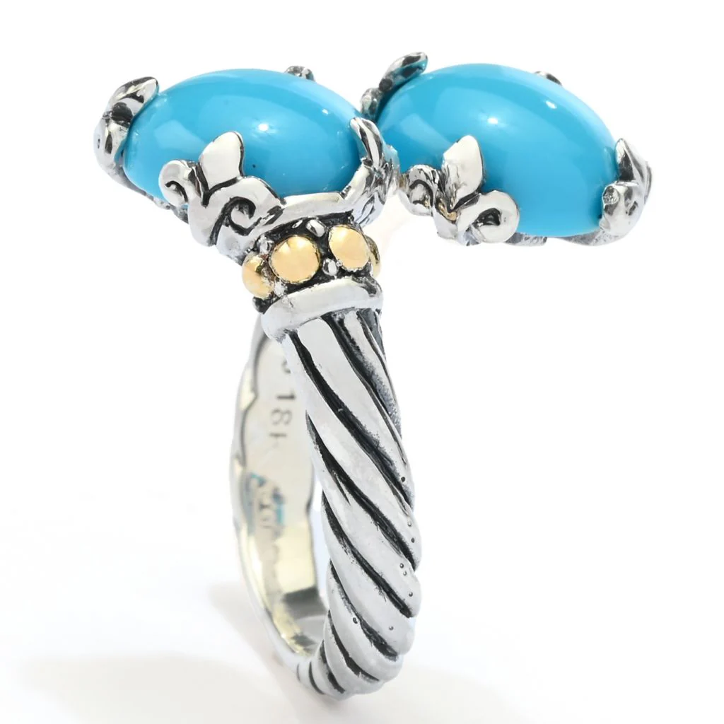 Artisan Silver by Samuel B. 9mm Sleeping Beauty Turquoise Bypass Ring - Image 2
