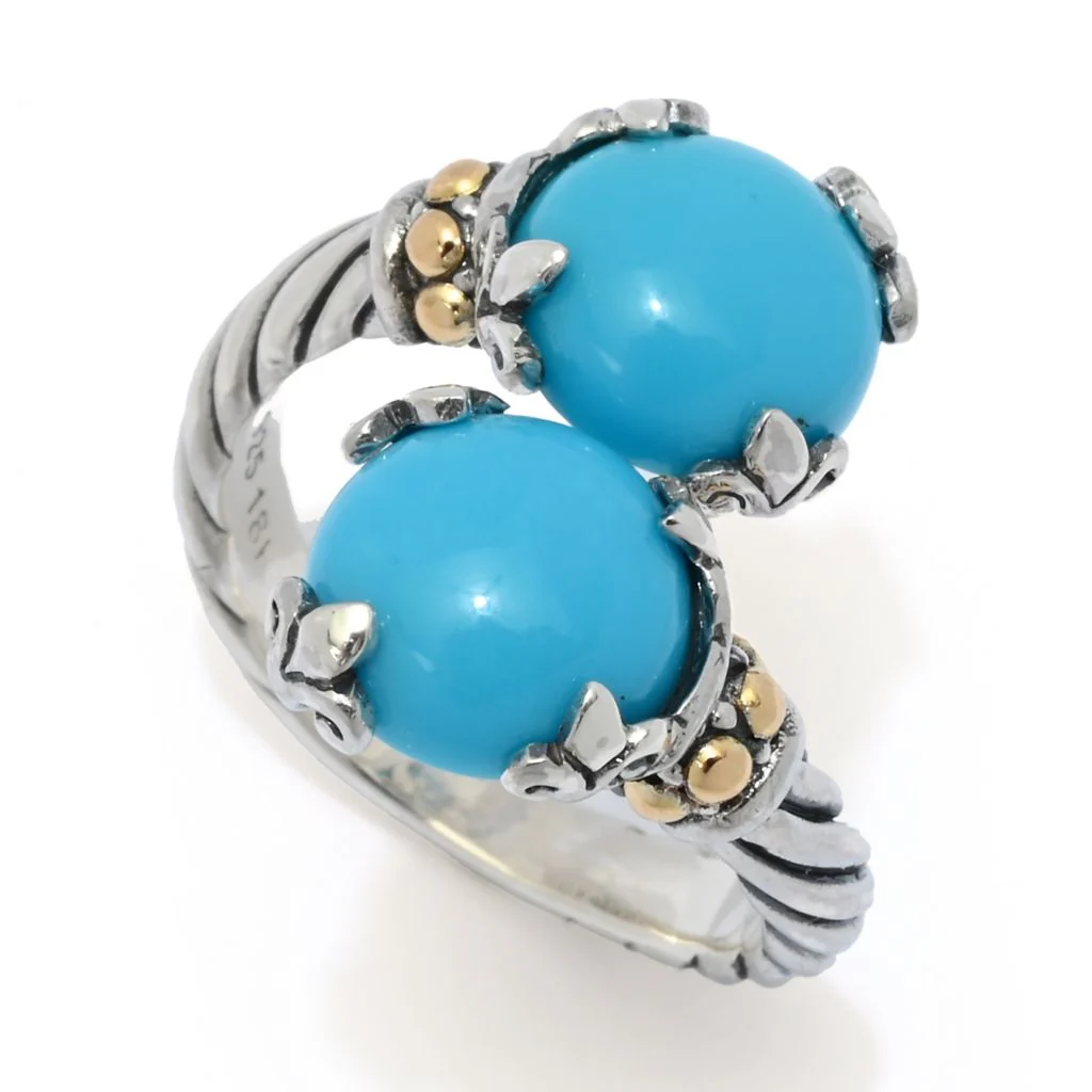 Artisan Silver by Samuel B. 9mm Sleeping Beauty Turquoise Bypass Ring - Image 4