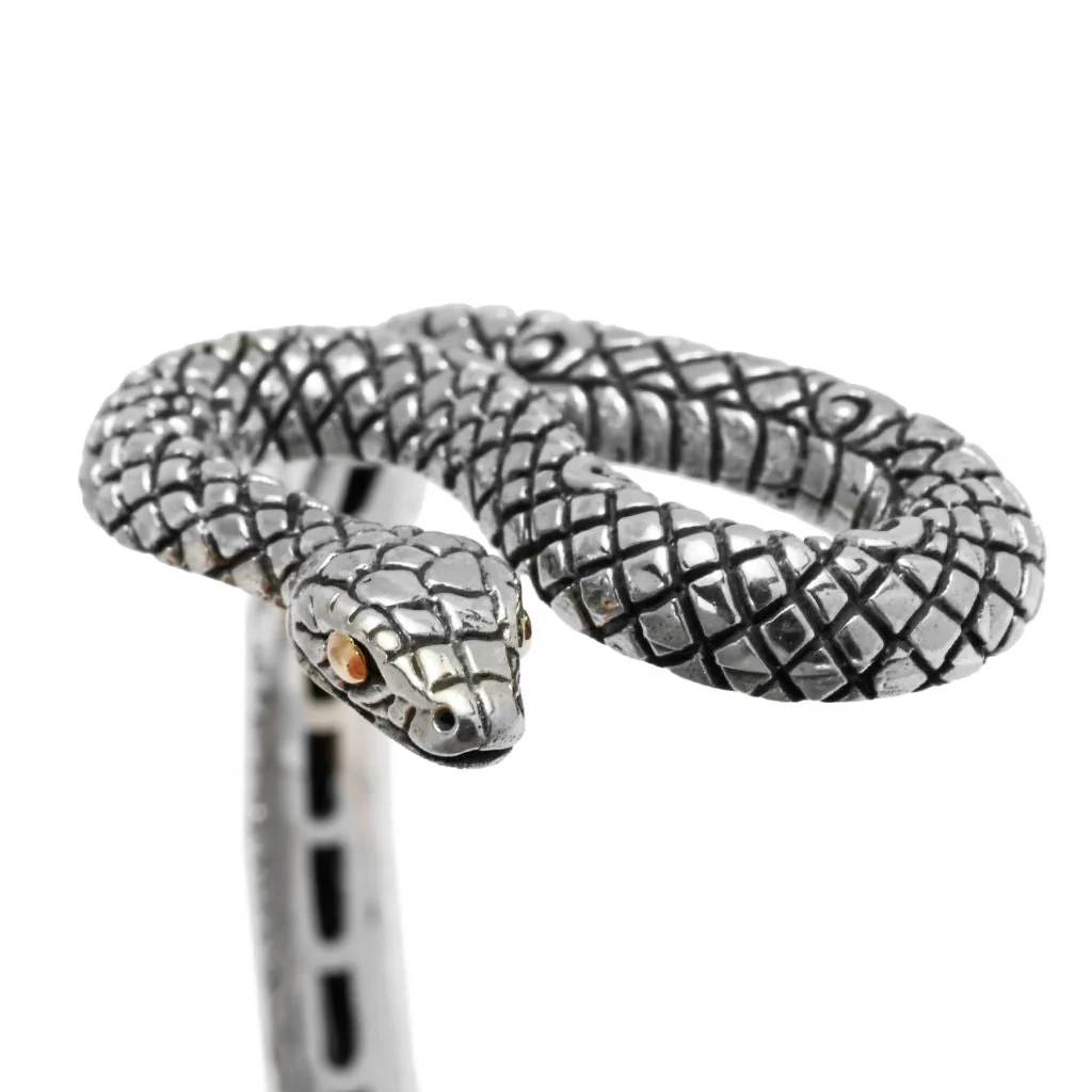 Artisan Silver by Samuel B. Choice of 14x10mm Gemstone Year of the Snake Bracelet - Image 2