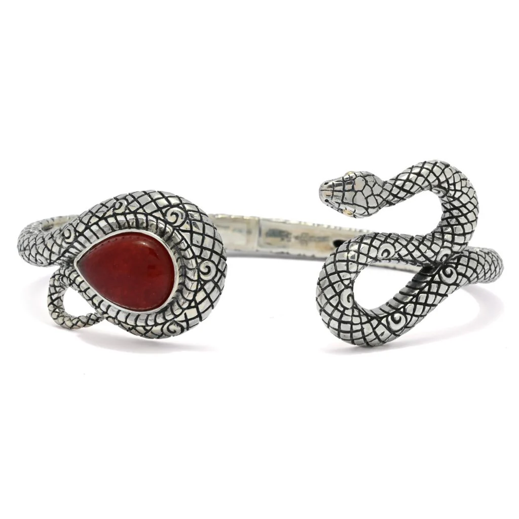 Artisan Silver by Samuel B. Choice of 14x10mm Gemstone Year of the Snake Bracelet - Image 4