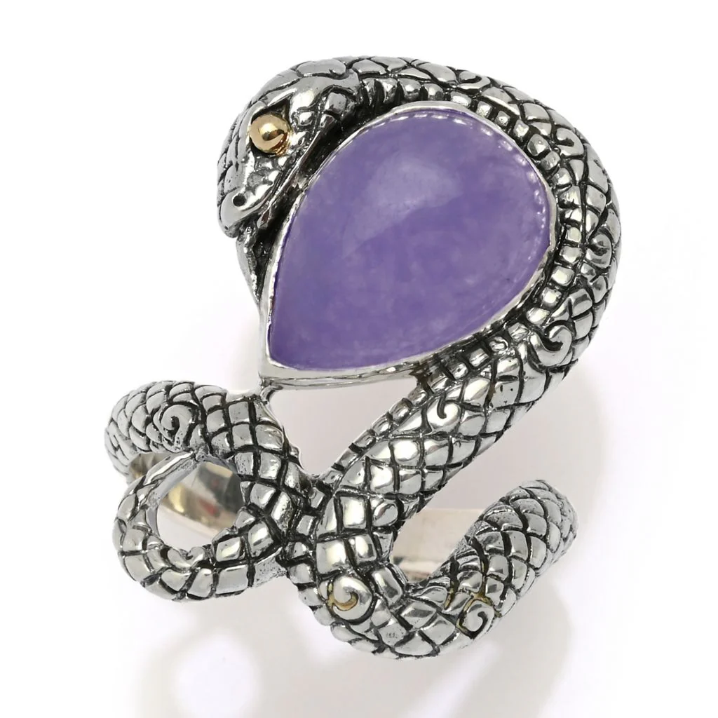 Artisan Silver by Samuel B. Choice of 14x10mm Gemstone Year of the Snake Ring - Image 6