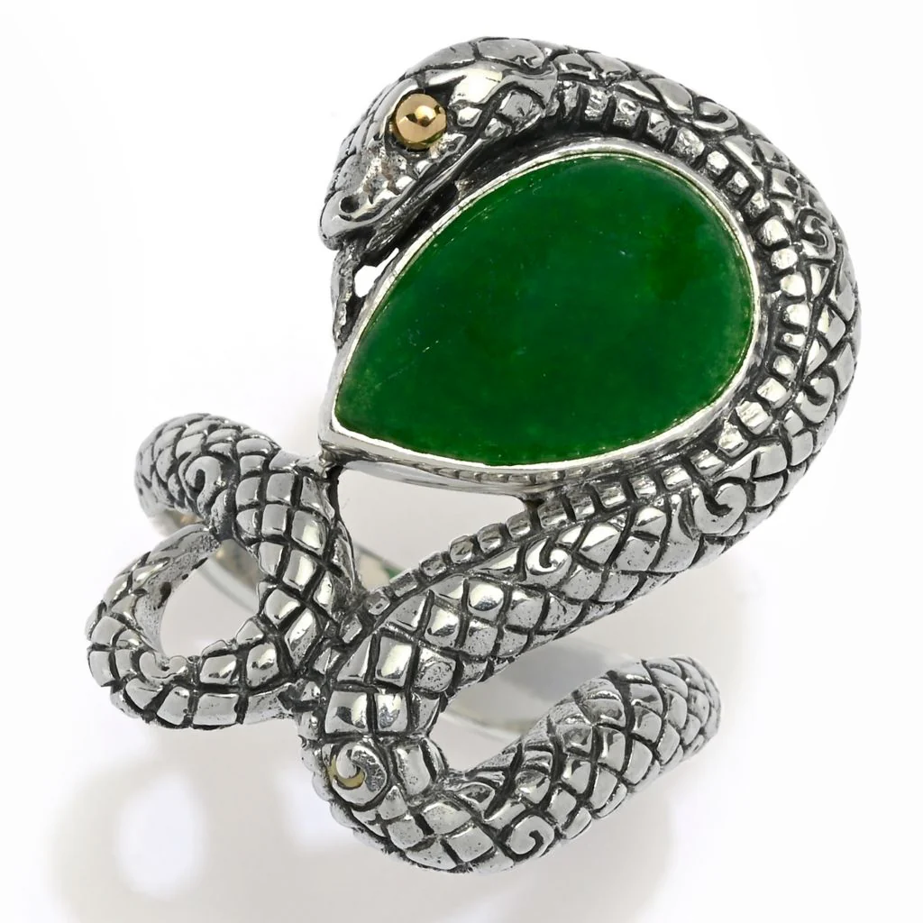 Artisan Silver by Samuel B. Choice of 14x10mm Gemstone Year of the Snake Ring - Image 7